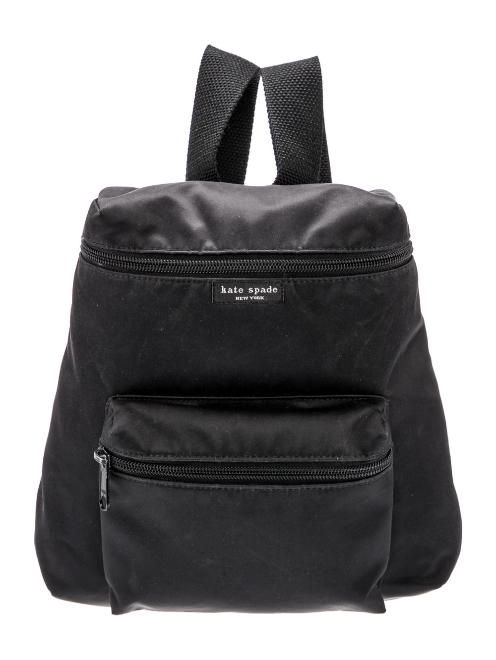 Kate Spade Black Nylon Mimi Backpack  front zip pocket